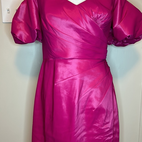 Tadashi Shoji Sho Sofie Off-shoulder Puff-sleeve Taffeta Dress New Size Medium - Picture 4 of 13